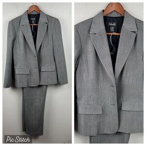 Rafaella 2-Piece Suit – Women Jacket 8/Pants 6 – Gray Glen Check Plaid Business